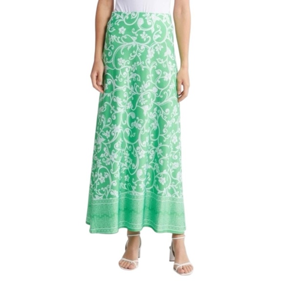 NWOT Vince Camuto Floral Print Maxi Skirt in Jolly Green SZ M Made in America - Picture 1 of 4
